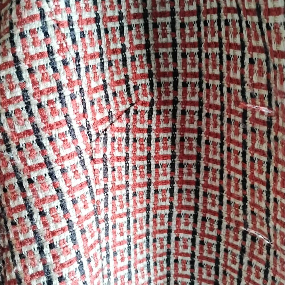 FDJ Tweed Collarless Blazer Plaid Leopard Lined Jacket - Picture 7 of 9